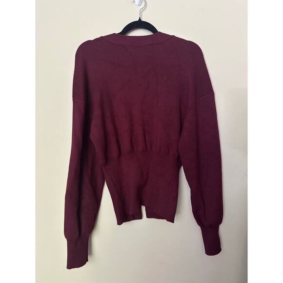 Urban Revivo Sweater Long Sleeve Cardigan Gold Button Burgundy Womens Size XL - Picture 7 of 7